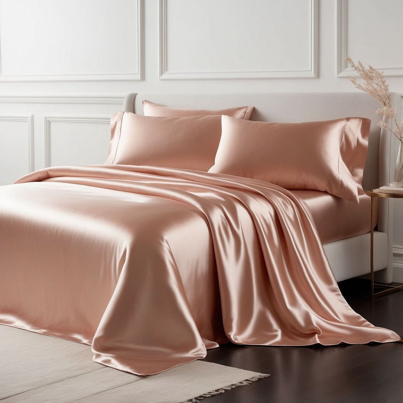 KIT SETA 4 PEZZI | LETTO ORO ROSA DI LUSSO IN SETA EGIZIA